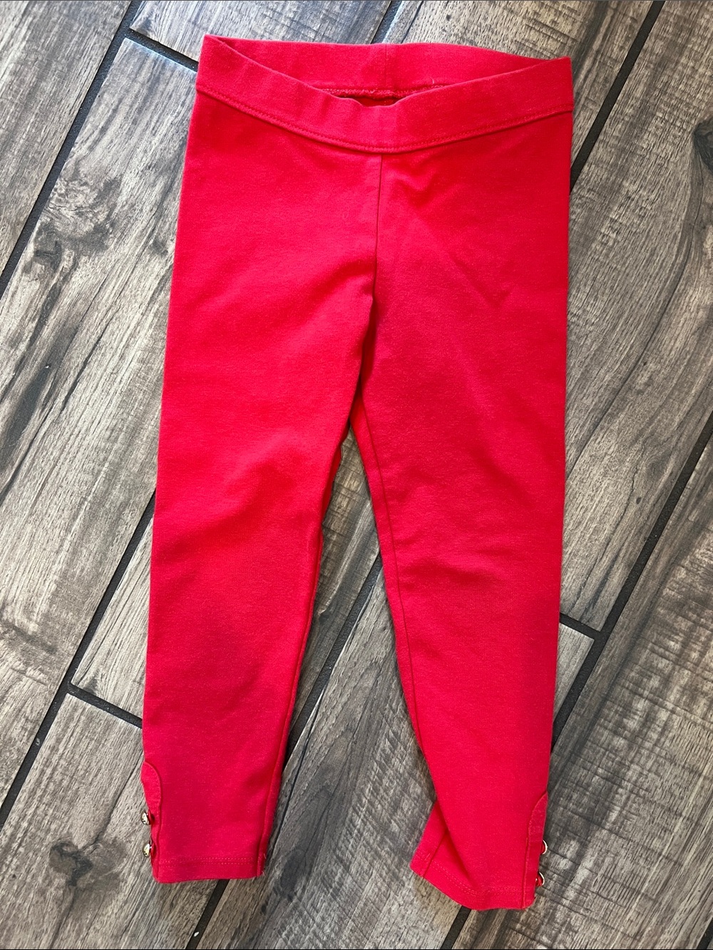 Janie and Jack Bright Red Leggings with Button Detail